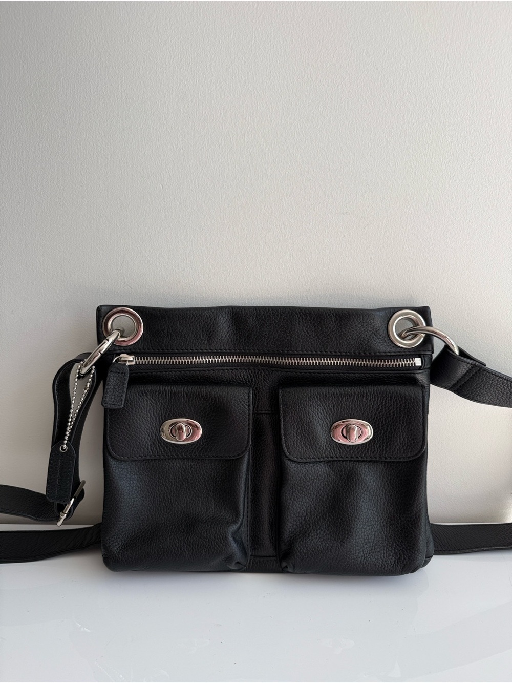 Danier Black Genuine Leather Village Crossbody Bag